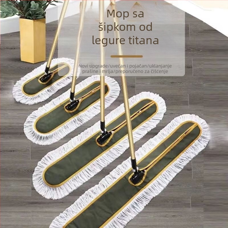 Plošni mop s pamukom, velike veličine, industrijsko čišćenje, hoteli, teleskopaska aluminijska ručka — Yumin