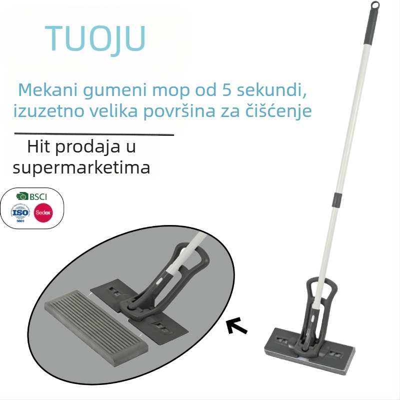 Unaprijeđeni spužasti mop za kućnu upotrebu, čišćenje bez dodira, visoka apsorpcija, sklopivi mop s glavom od kolodijona