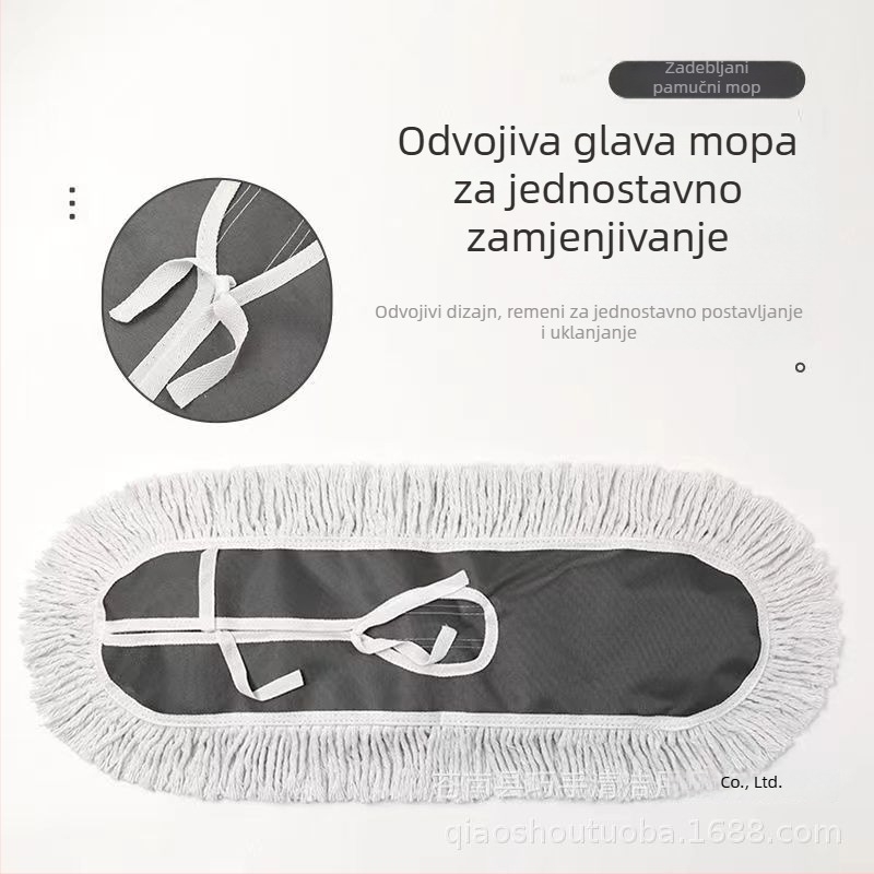Ploški mop s pamukovim vlaknom i navlakom od tkanine za kućno čišćenje