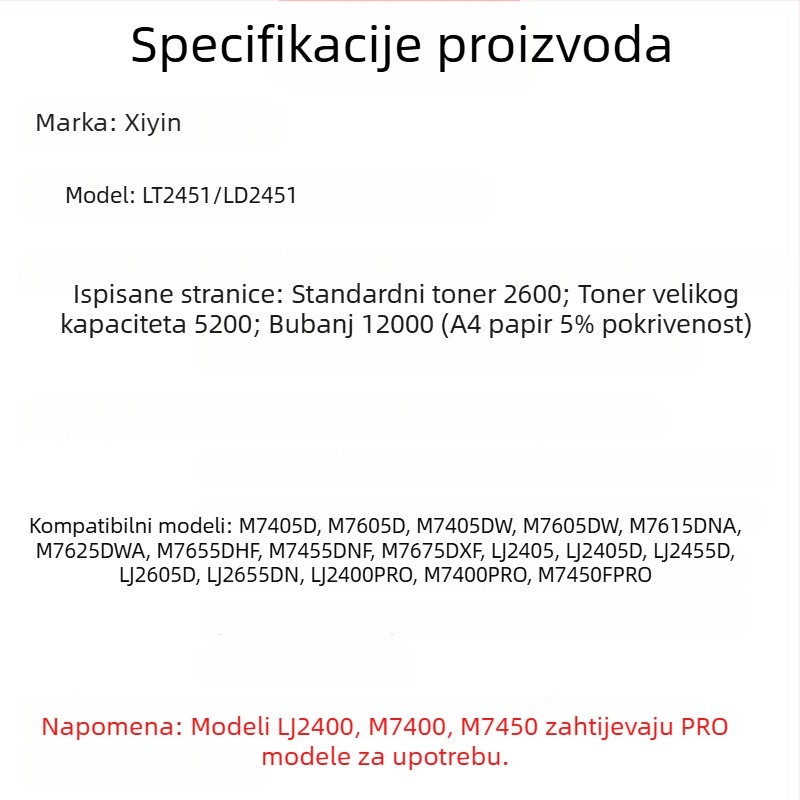 LT2451 Držač bubnja i toner kazete za Lenovo pisače M7455DNF, M7675DXF, LJ2655DN