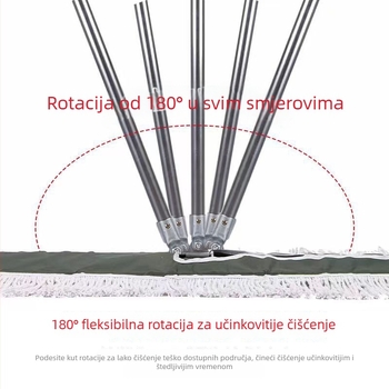 Zeleni vodootporni plosnati mop s pamukom vlaknom, nehrđajući čelični štap, četverostruko stisnuti, veličine 40/60/80/90/100/110/120 cm