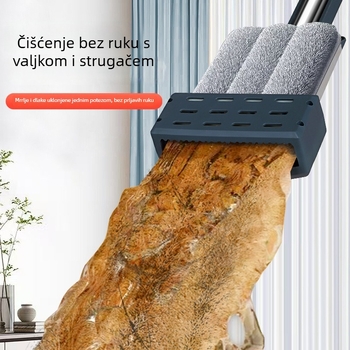 Aluminijski plosnati mop za kućnu upotrebu, bez potrebe dodirivanja rukama, ojačani dvostruki za mokro i suho čišćenje, apsorbirajući alat za čišćenje podova