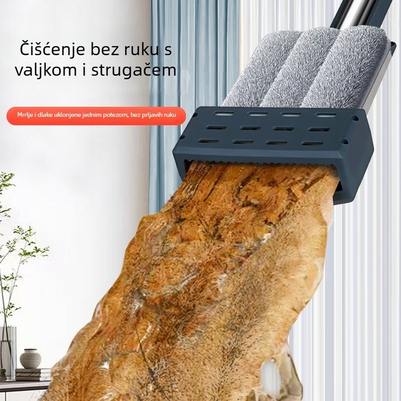 Aluminijski plosnati mop za kućnu upotrebu, bez potrebe dodirivanja rukama, ojačani dvostruki za mokro i suho čišćenje, apsorbirajući alat za čišćenje podova