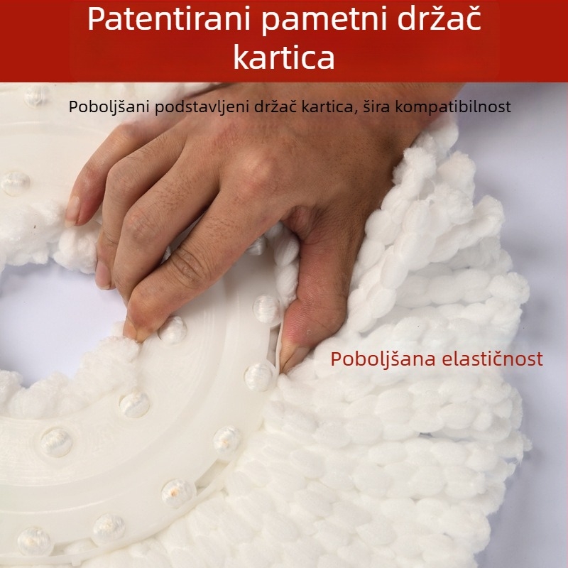 Okrugla glava za mop s dvostrukim redom, rotirajuća glava 19 cm, debela glava od mikrovlakana za zamjenu