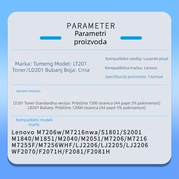LT201 toner kazeta kompatibilna s Lenovo M7206 S1801 7216NWA LJ2206