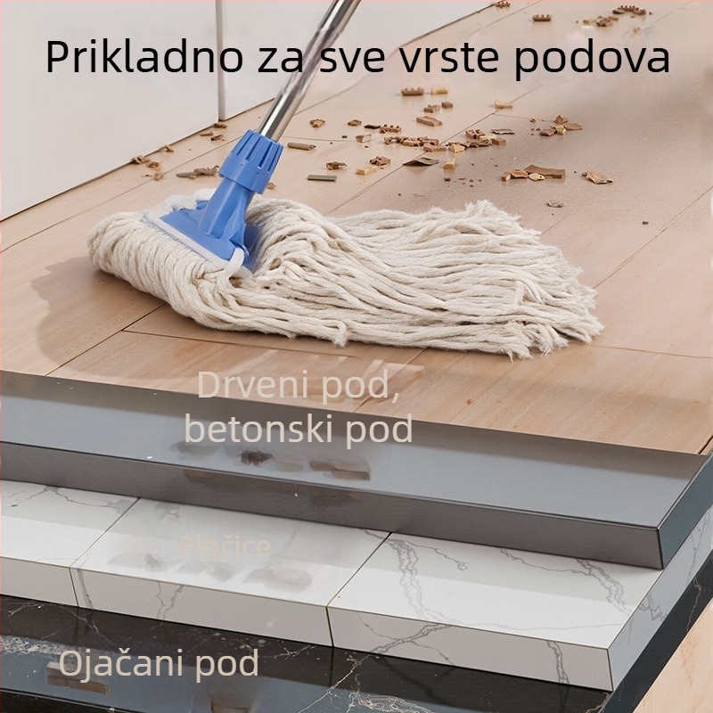 Glava mop-a od bijelog pamukovog konca s plastičnim klipom, ekološki prihvatljivi materijali, visokoučinkovito uklanjanje vode