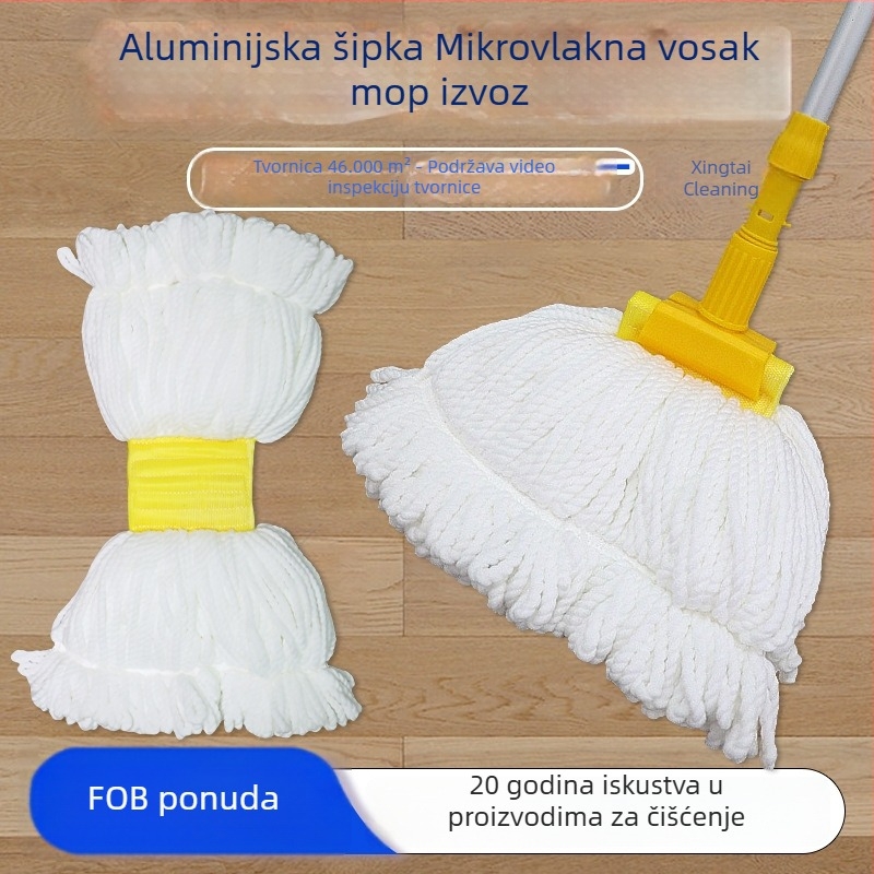 OEM prilagođeni mop za pod s aluminijskom šipkom, čeljustom i zamjenjivom mikrovlaknastom krpom