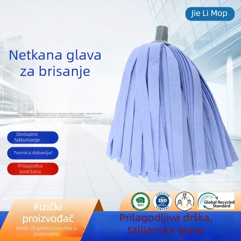 Glava mop iz neproziranog netkanog materijala s talijanskim nitom, zamjenska glava za tradicionalni kućni mop