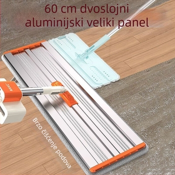 Mop s plosnom glavom od aluminijske legure, bez potrebe pranja ruku, za kućnu upotrebu, dvostruko suho i mokro čišćenje drvenih podova
