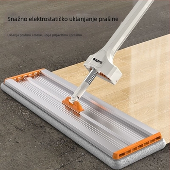 Mop s plosnom glavom od aluminijske legure, bez potrebe pranja ruku, za kućnu upotrebu, dvostruko suho i mokro čišćenje drvenih podova