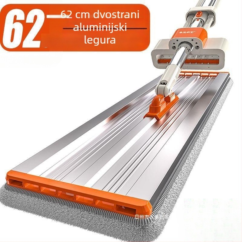 Mop s plosnom glavom od aluminijske legure, bez potrebe pranja ruku, za kućnu upotrebu, dvostruko suho i mokro čišćenje drvenih podova