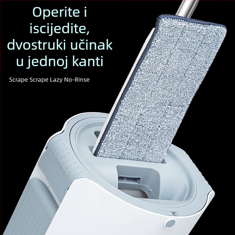 Okrugli mop za mokro i suho čišćenje, velike veličine, bez ručnog pranja, plosnati mop s kantom