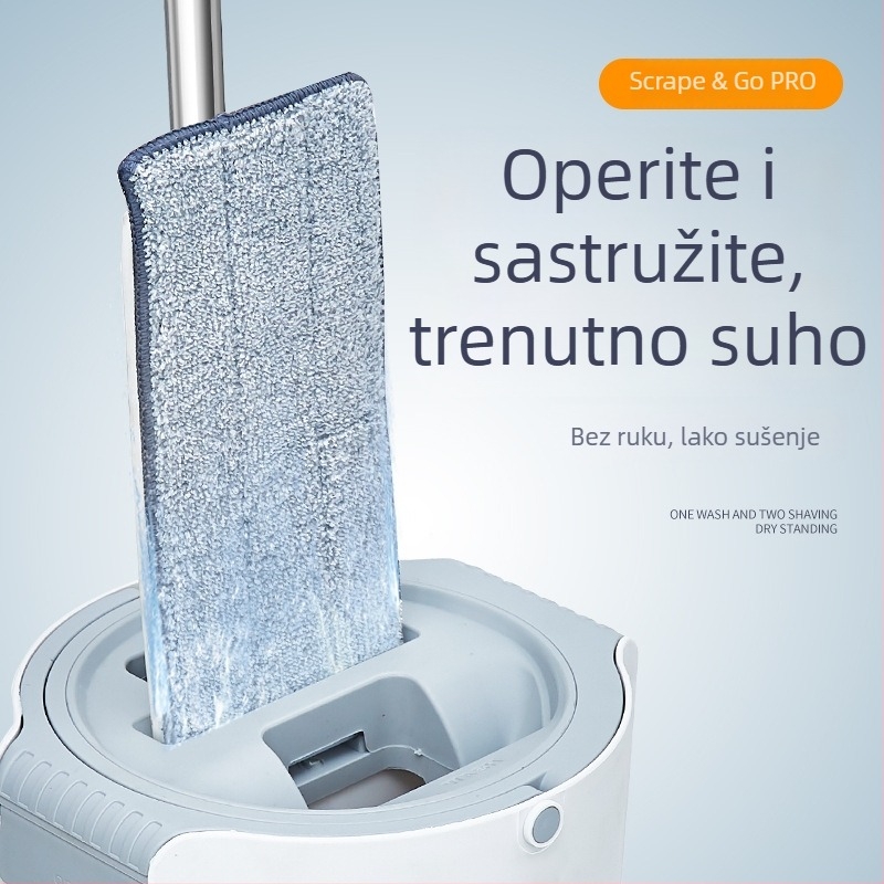 Okrugli mop za mokro i suho čišćenje, velike veličine, bez ručnog pranja, plosnati mop s kantom