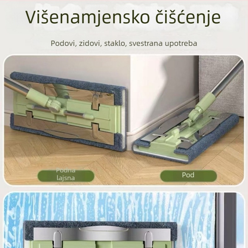 Ploški mop s klipom za krpu, mikrovlakno, čišćenje drvenih podova, jednostavan dizajn