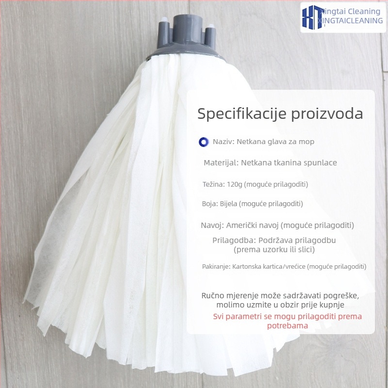 120 g glava mop-a od netkanog materijala, okrugla plastična glava za zamjenu s američkim navojem, starinski mop, OEM prilagođavanje