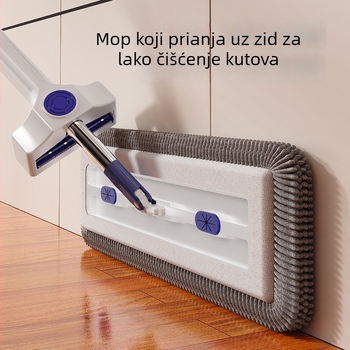Chenille ravni mop bez dodirivanja rukama za drvene podove, zadebljani dizajn, dvostruko korištenje – suho i mokro čišćenje, velika veličina s kantom
