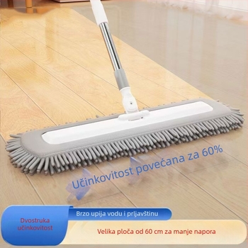 Veliki Chenille ravni mop za drvene podove i pločice — mokro i suho čišćenje, apsorbirajuća krpa za mop