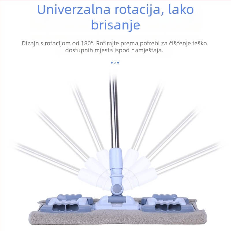 Biomimetski plosnati mop za mokro i suho čišćenje s leptir kopčom, podesiva duljina 95–138 cm