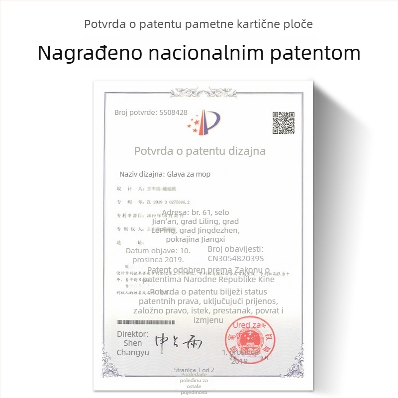 Glava mopa s zamjenjivim vlaknima, rotirajuća universalna, upijajuća i debela, pametan dodatak za čišćenje
