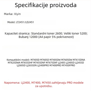 Tonera kaseta i valjak za Lenovo M7615DNA, M7625DWA i M7655DHF pisače