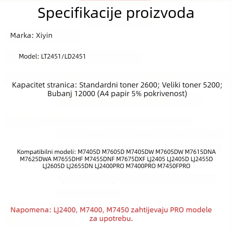 Tonera kaseta i valjak za Lenovo M7615DNA, M7625DWA i M7655DHF pisače
