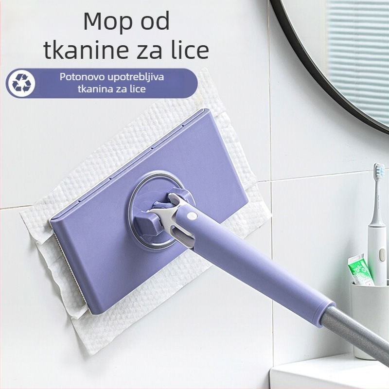 Mop za lice s klipom za tkaninu za čišćenje zidova u kupaonici, bez dodirivanja rukama – automatski mop za pod s mokrim maramicama