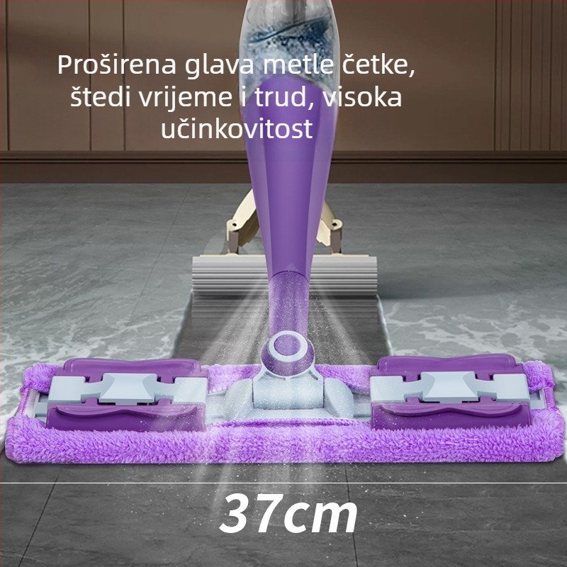 Mop s raspršivanjem vode za podove, elektrostatiko uklanjanje prašine, bez pranja, mop od tkanine za podove, suho i mokro, dvostruka uporaba, plosni dizajn, prijenosni jednokratni mop