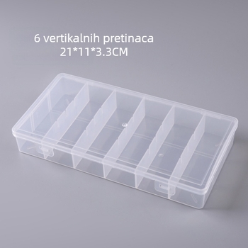 Prozirna pravokutna plastična kutija s 6 pretinaca za pohranu elektroničkih komponenti i alata