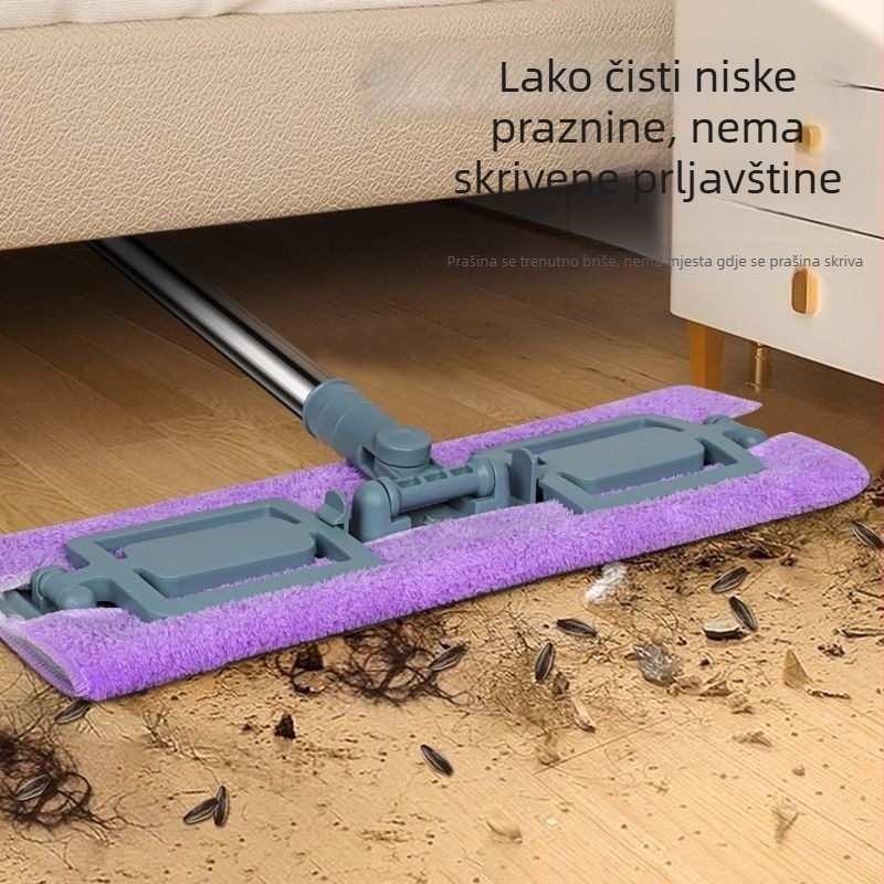 Prilagođeni platnasti ravni mop s samoljepljivim kopčom, odvojiv i periv, za suho i mokro čišćenje