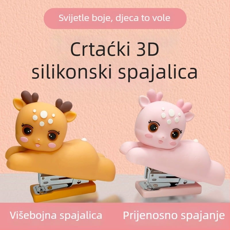 Slatka silikonska jelena mini spajalica – 24/6 ili 26/6, uredska, višefunkcionalna