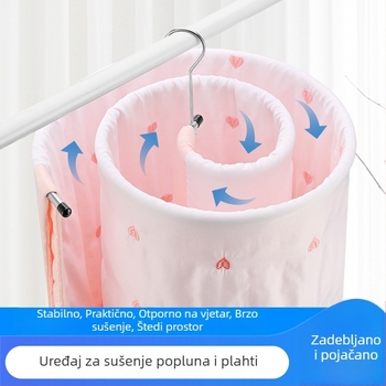 Nehrđajući čelični spiralni vješalica za balkon, rotirajući stalak za sušenje posteljine i deke