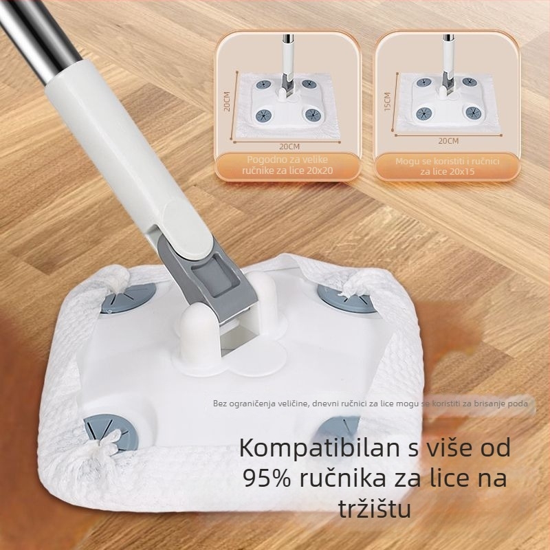 G5U Kućni mop s klipom za krpu, lagan i kompaktan mop, pojačan alat za čišćenje poda bez pranja, s teleskopskom šipkom i statičkim uklanjanjem
