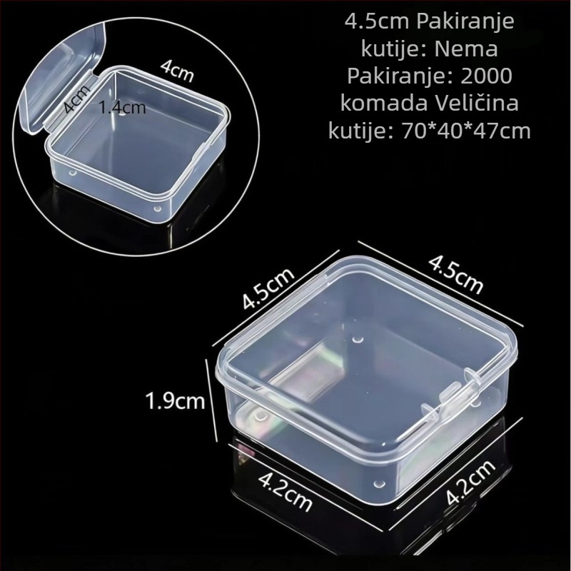 Prozirna kutija za perle s podjeljenim odjeljcima i poklopcem – moderan organizator nakita