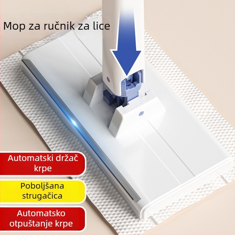 Mikrovlaknasti mali mop s klipom za krpu za kućnu upotrebu — ponovno upotrebljiva maramica za lice i sustav automatske zamjene papira mop