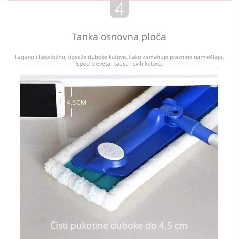Mikrovlaknasti plosnati mop za kućnu upotrebu – suho i mokro čišćenje