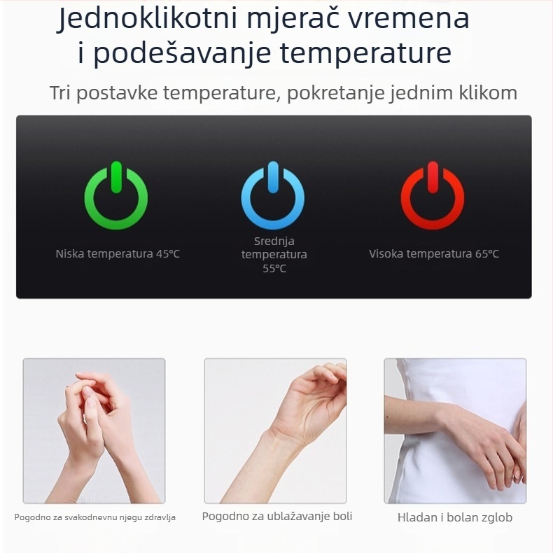 Električni grijani zapešćni kaiš za terapiju i zagrijavanje, zaštitni zapešćni kaiš s toplim kompresom