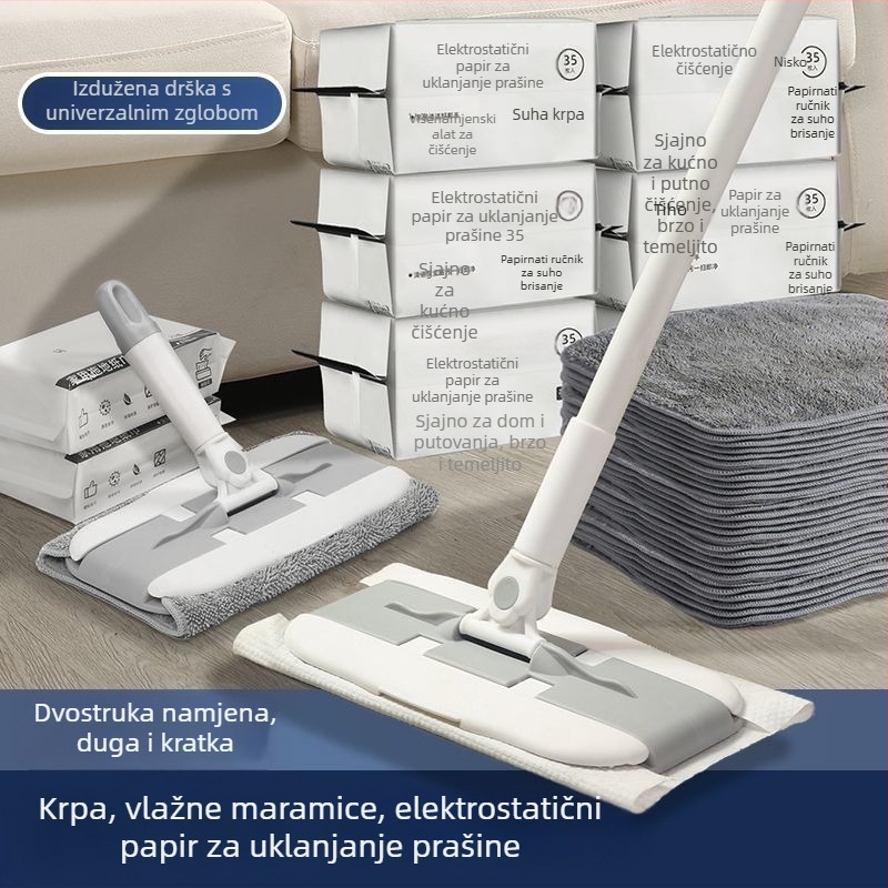 Višenamjenski ravni mop s 360° rotacijom i krpom od mikrovlakna za drvene podove