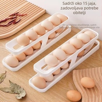 Dvostruki držač za jaja za kućnu kuhinju, plastična kutija za jaja na bočnim vratima hladnjaka, otporan na padove, očuvanje svježine, pohrana, automatsko doziranje jaja