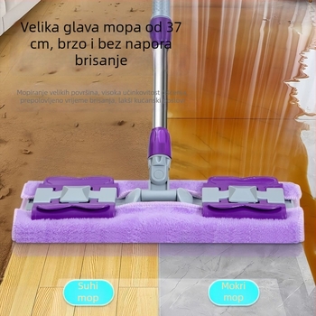 Novi plosnati mop s klipom za krpu za drvene podove, rotirajući klip, suho i mokro čišćenje