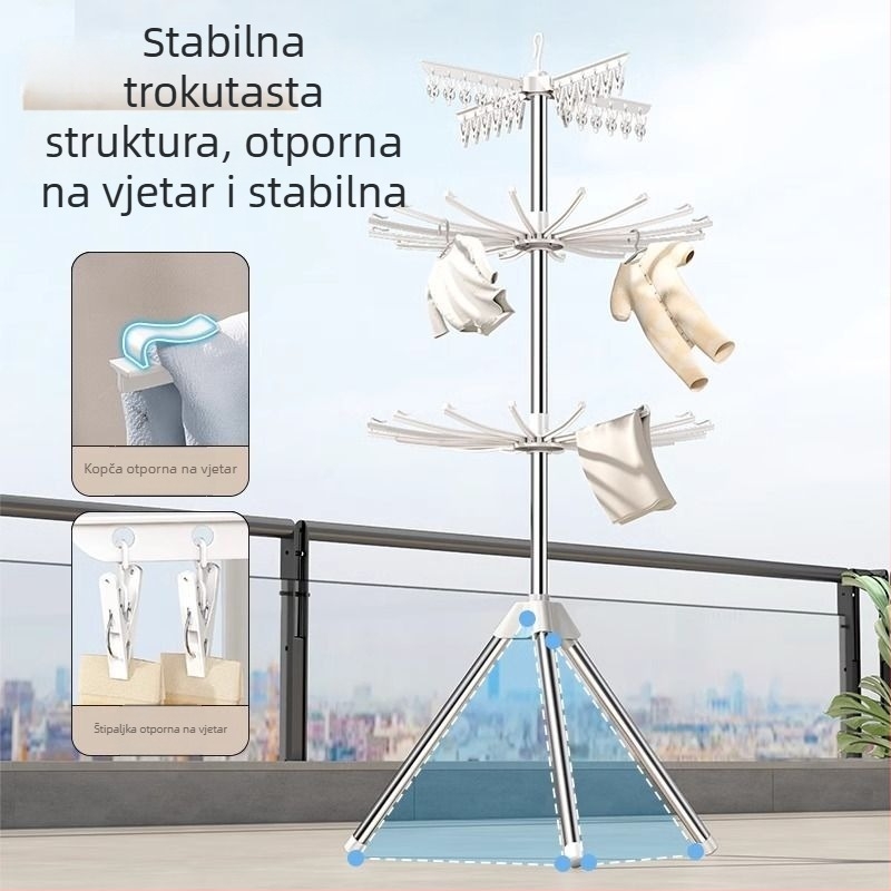 Mobilni stalak za sušenje odjeće za bebe, balkonska okretna sušilica