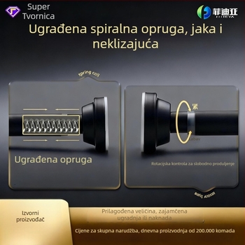 Prilagođena bez bušenja, debela teleskopska šipka s više dijelova, podesiva visina, šipka za sušenje odjeće od nehrđajućeg čelika