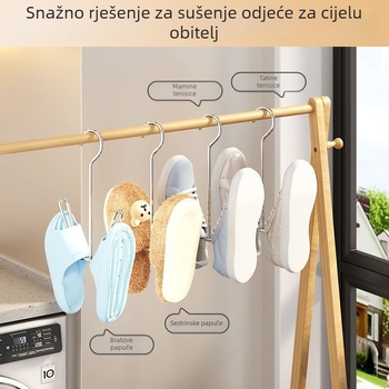 Željezni višenamjenski stalak za sušenje obuće s vješalicom za cipele i kukom za uloške, za balkon i prozorski prag