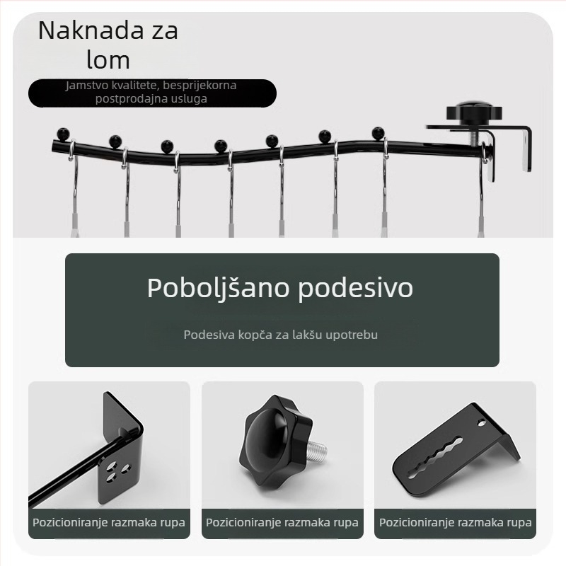 Fiksni metalni stalak za odjeću s jednom šipkom, za studentsku sobu, pored kreveta