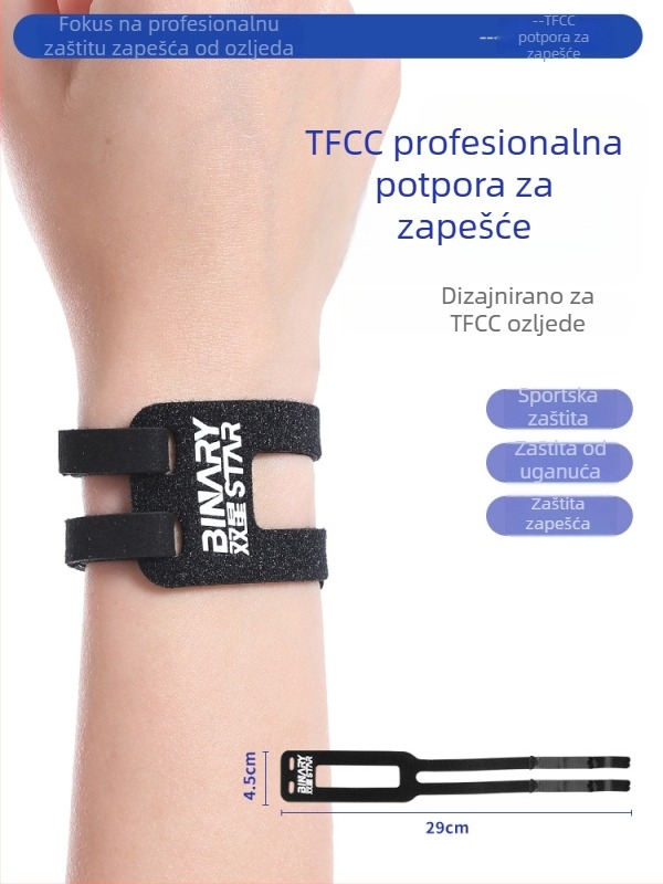 Double Star TFCC traka za zglob za fitness, jogu i trčanje – protiv uganuća, Velcro, lagana