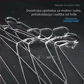 Vješalica za odjeću od nehrđajućeg čelika, debeli i široki ravni štap, protuklizna, žljebovi za sušenje odjeće i hlača