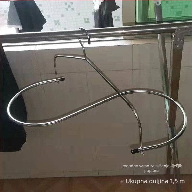 Stalak za sušenje odjeće od nehrđajućeg čelika, s dvostrukom šipkom, za balkon, za sušenje odjeće i deka