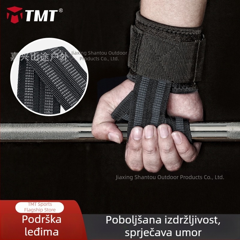 TMT zglobni potporni pojasevi i držači hvatanja za dizanje utega, fitness rukavice s protukliznim dizajnom za zgibove i mrtvo dizanje