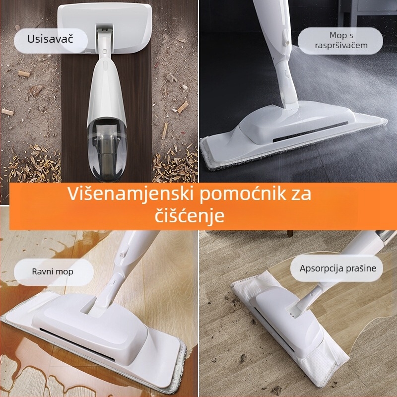Četiri u jedan: kućni mop sa sprejem, plosnati mop za suho i mokro čišćenje, mop za prašinu