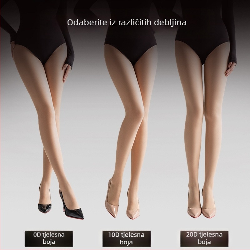 Hua Muyan ultra-tanke 0D crne čarape za žene, visoke prozirnosti, prozirne i otporne na zapetljavanje, produžene noge
