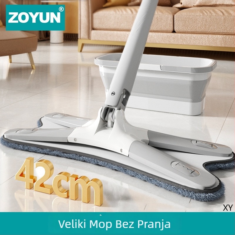 42 cm plosnati mop u obliku leptira, bezkontakno pranje, kanta za cijedjenje za jednostavno čišćenje poda
